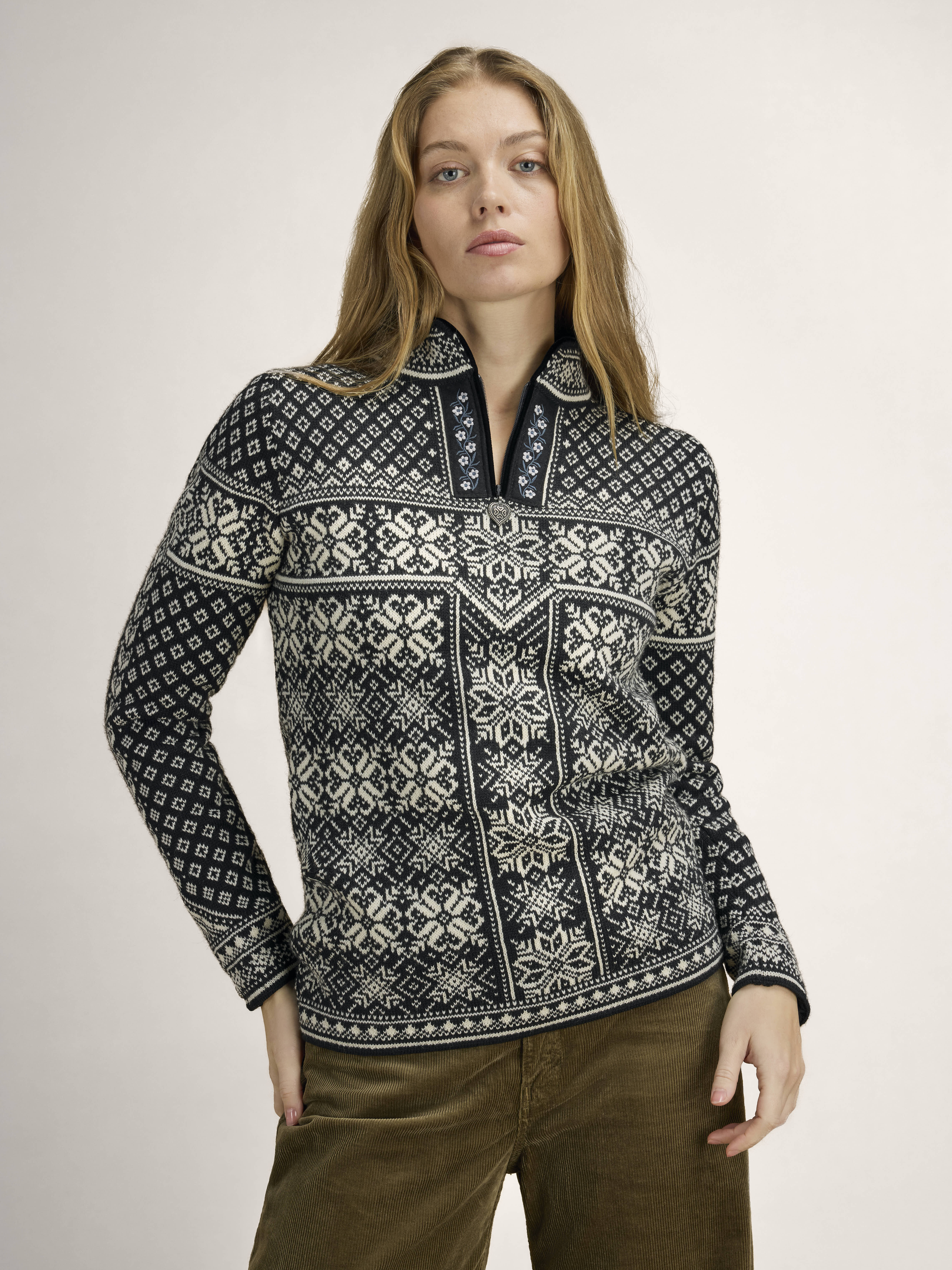 Peace Women’s Knit Sweater  Black Offwhite