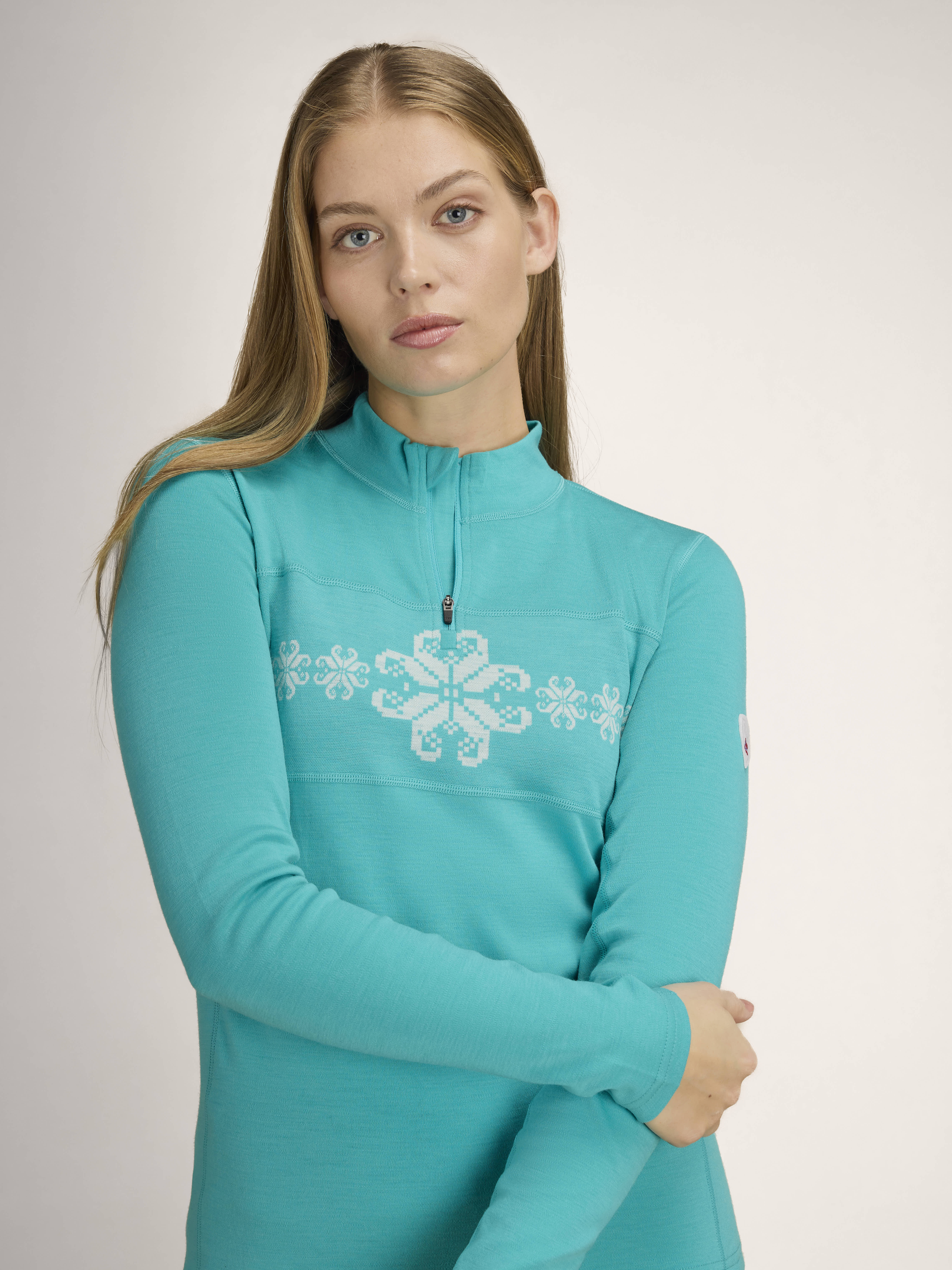 Falkeberg Women's Half Zip Baselayer Peacock Offwhite
