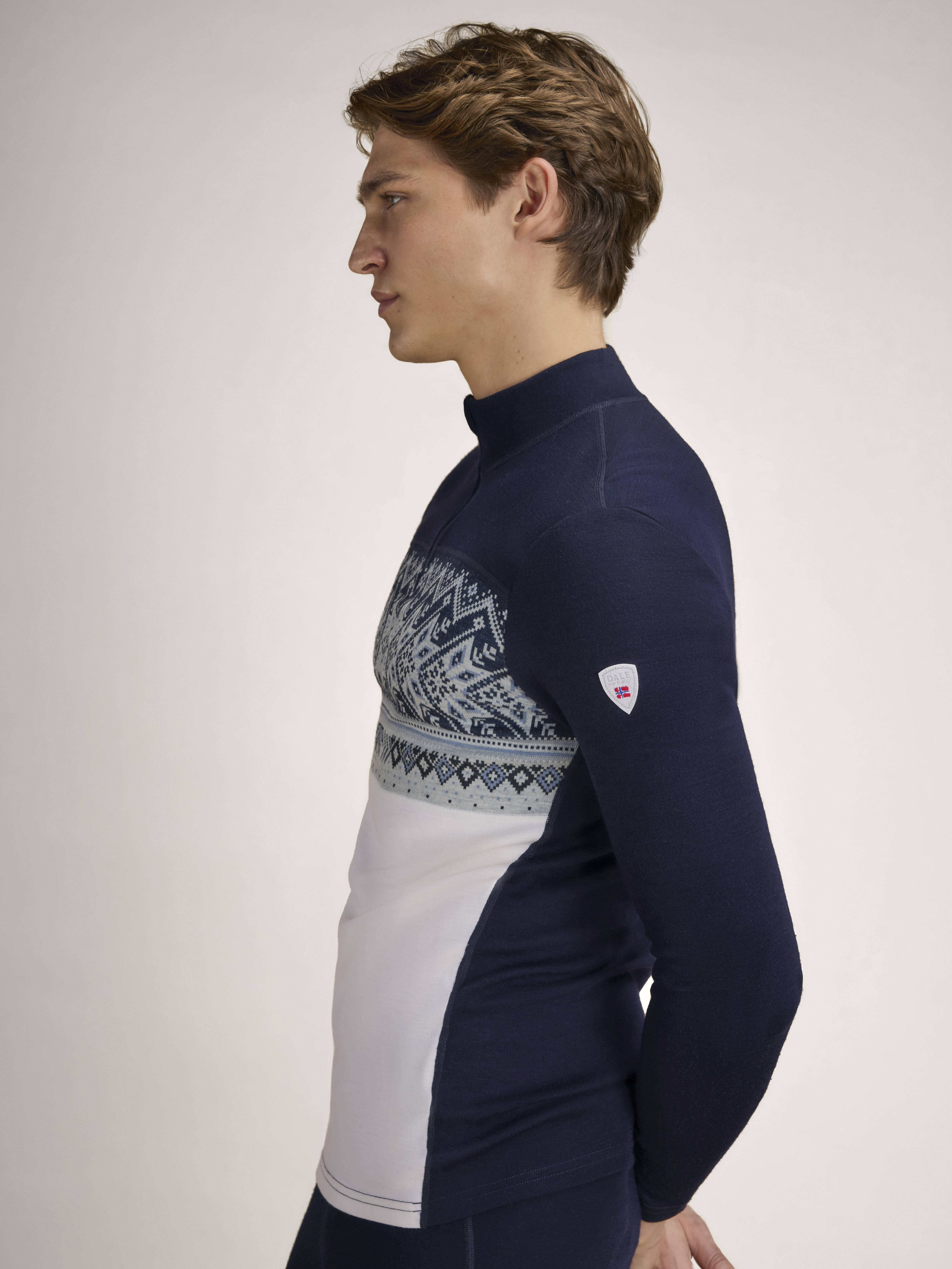 Vail Men's Half Zip Baselayer Offwhite Navy
