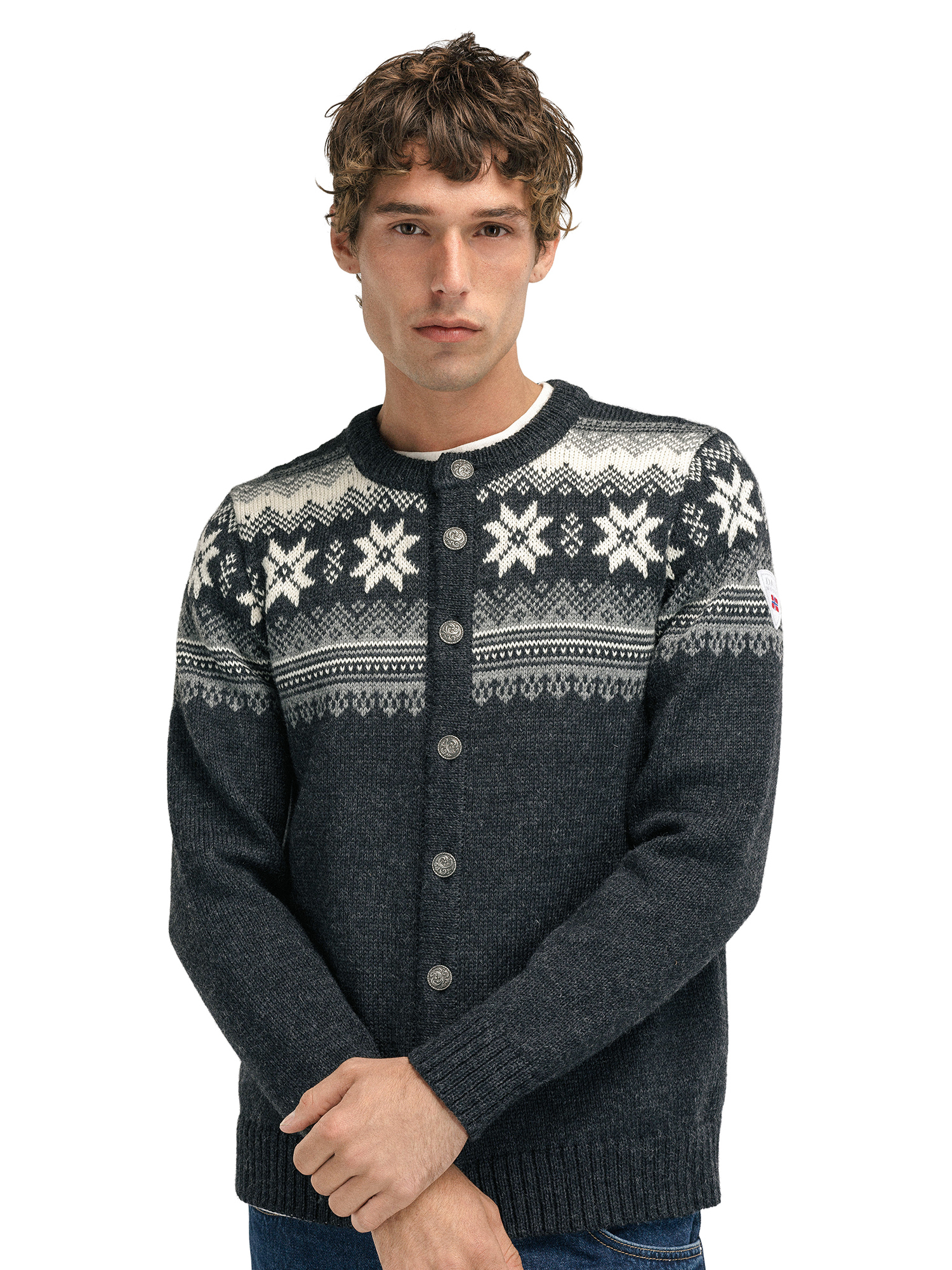 Veafjord Men's Jacket - Norwegian Wool Darkcharcoal Smoke Cream