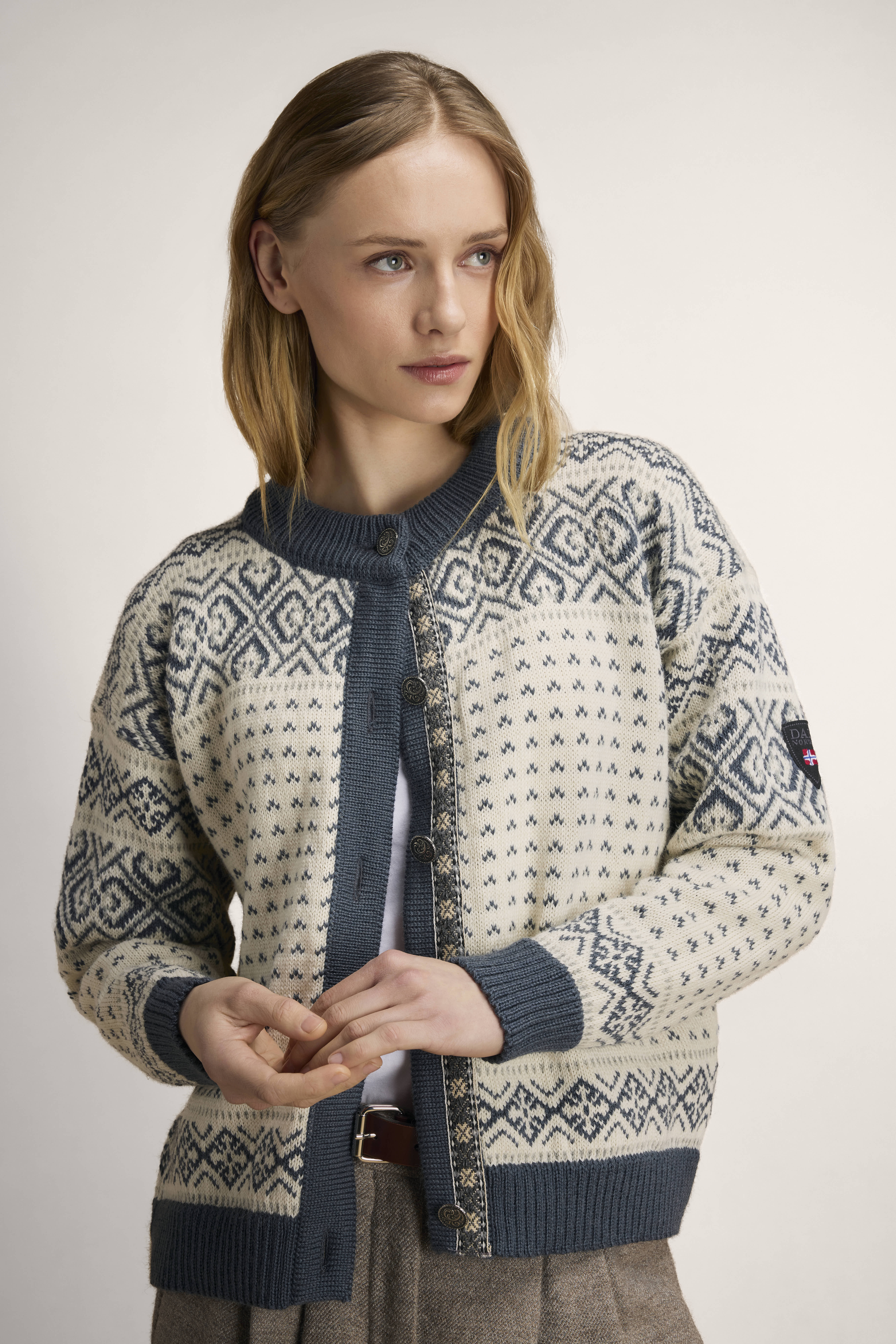 Hannah Women's Cardigan Offwhite Steel Lightcharcoal