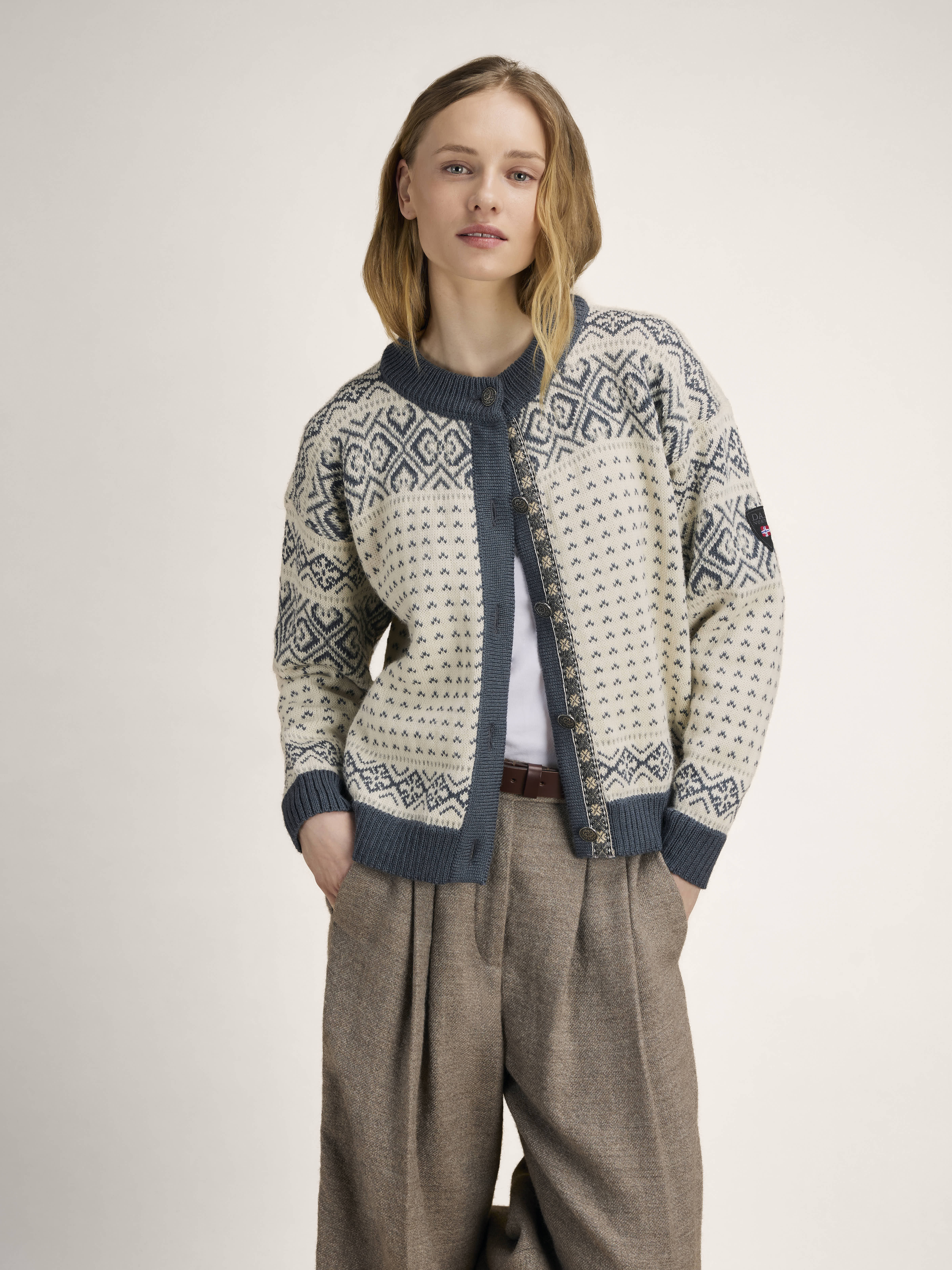 Hannah Women's Cardigan Offwhite Steel Lightcharcoal
