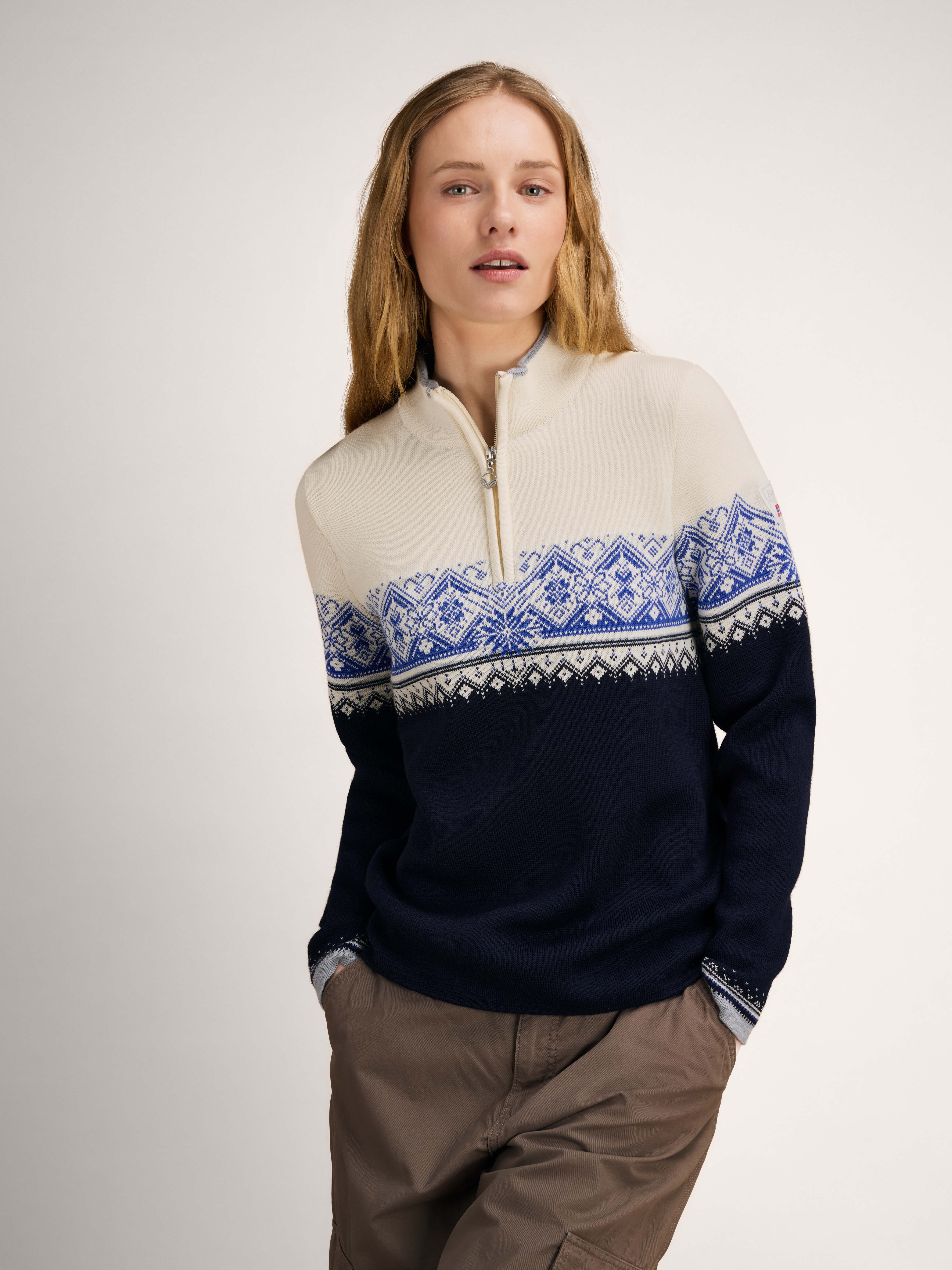 Moritz Women’s Sweater - Merino Wool Navy White Ultramarine