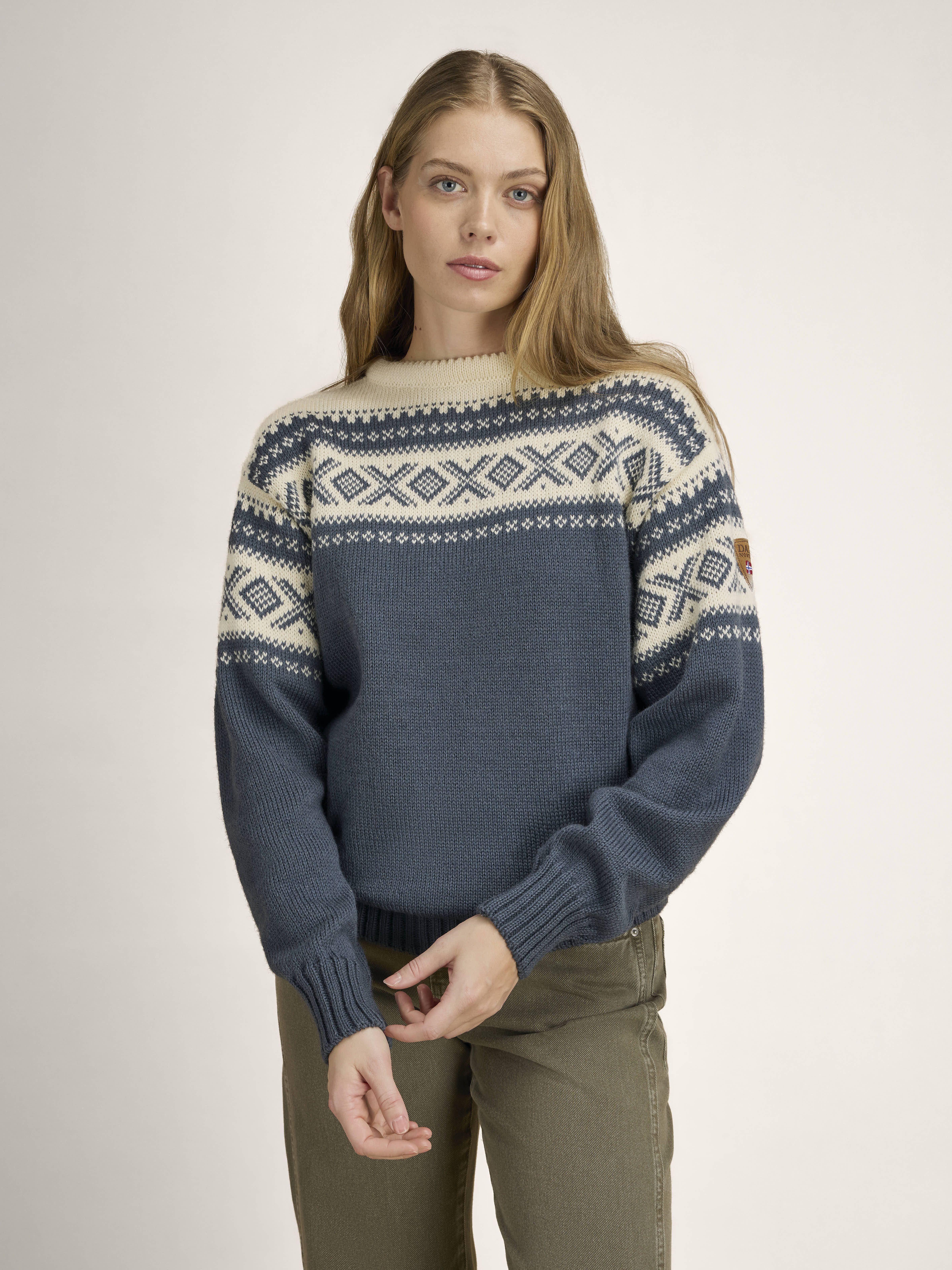 Cortina 1956 Sweater - Norwegian Wool Steel Offwhite