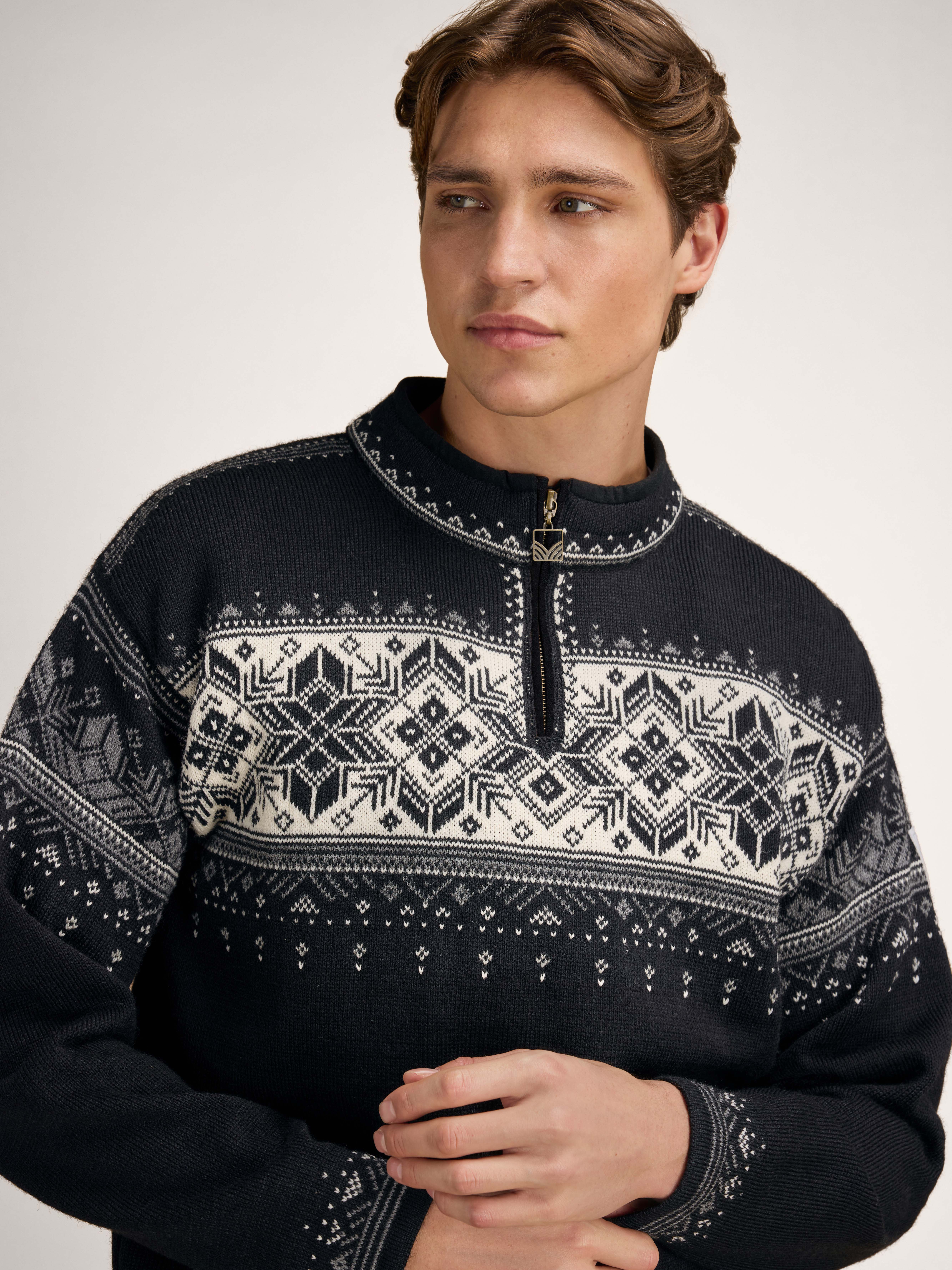 Blyfjell Men's Knit Sweater Black smoke Offwhite Lgtcharco
