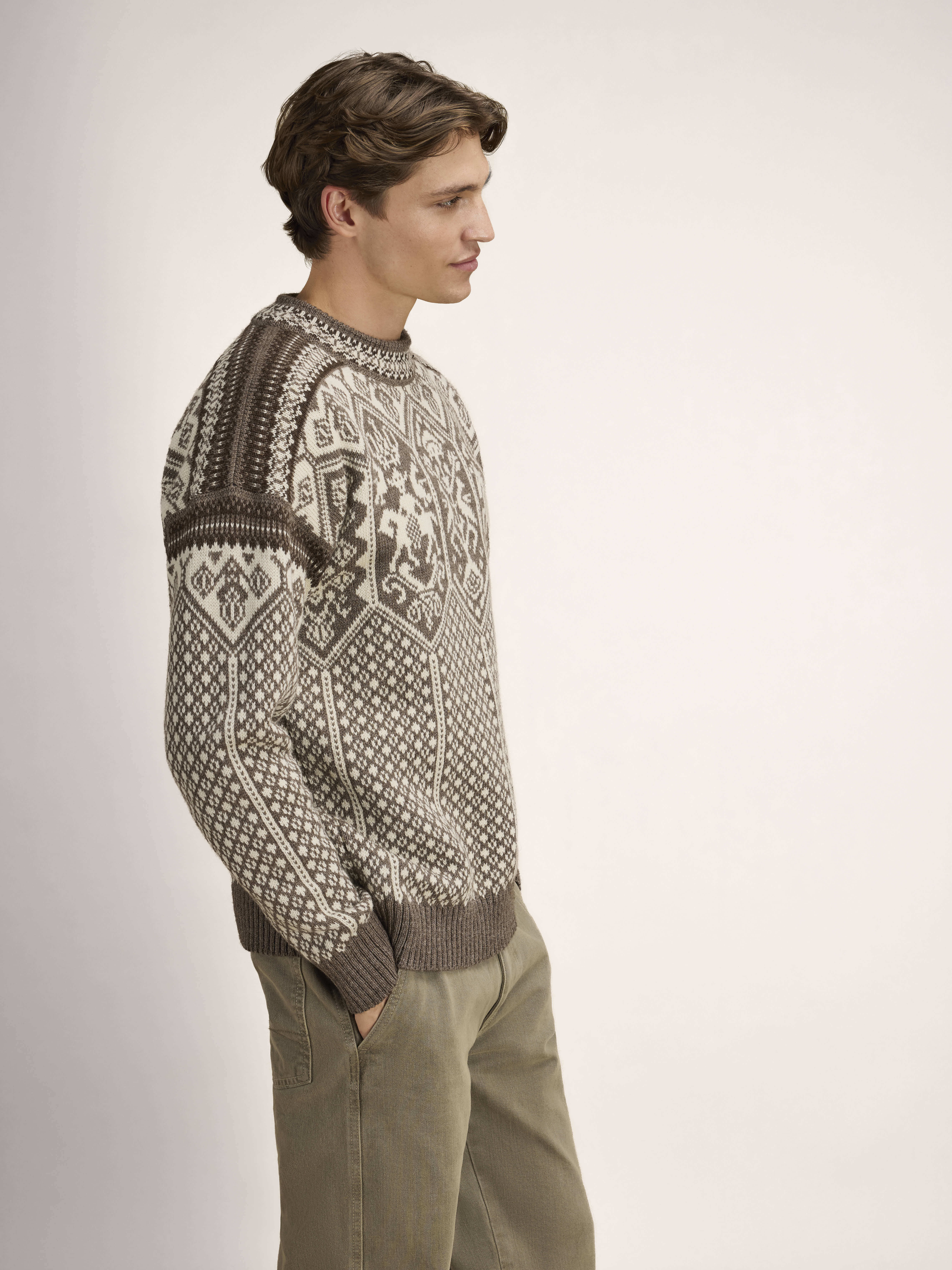 1994 Lillehammer wool sweater unisex Nutmeg Nat.white Coffee