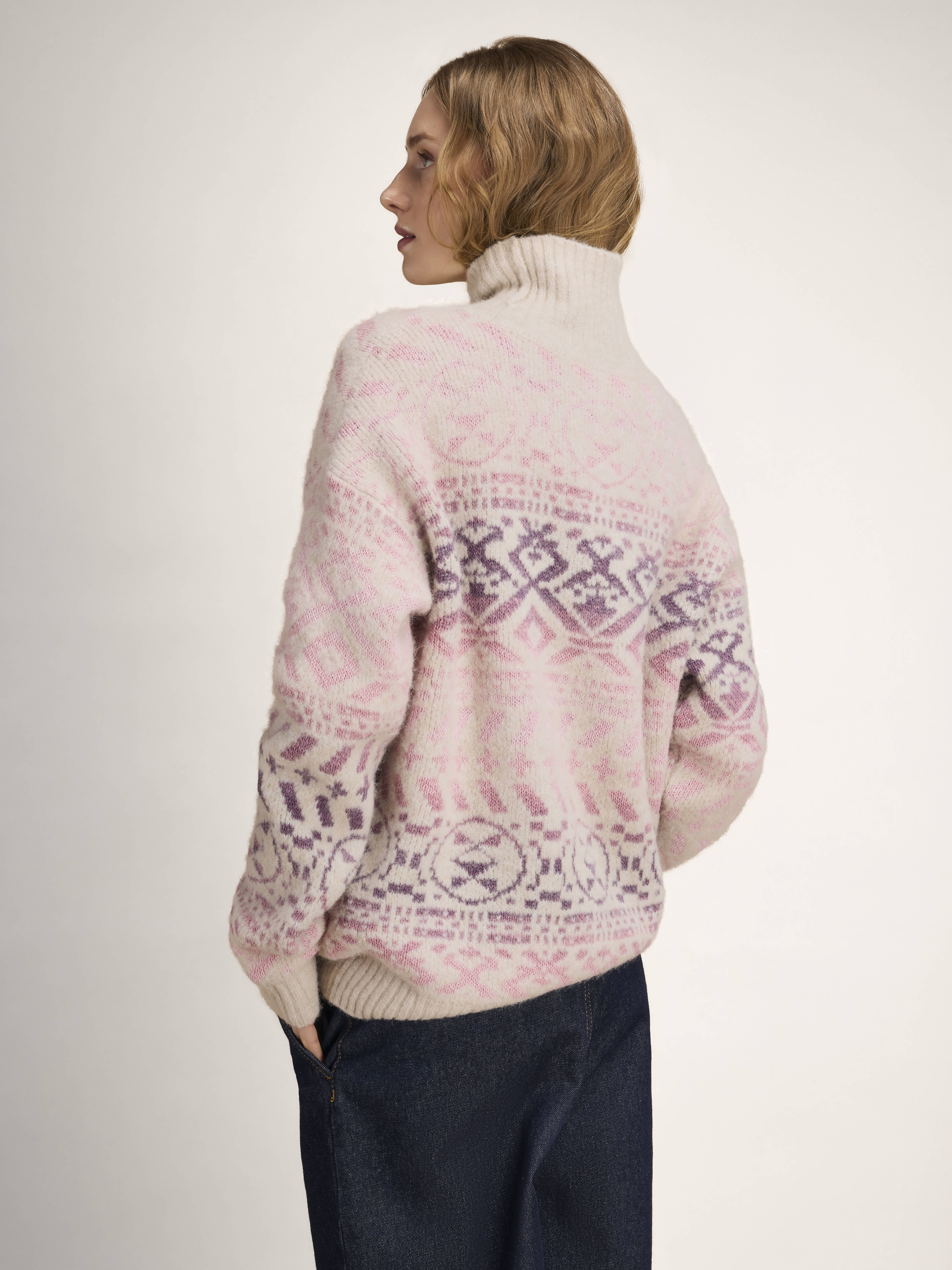 Highland Women's Sweater Offwhite  Pink Ombre