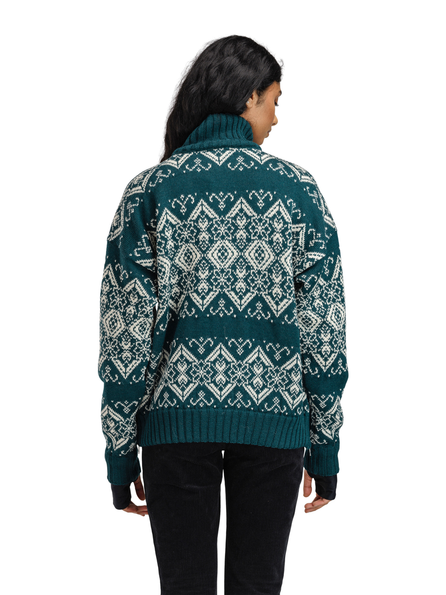 Roset Windproof Women’s Sweater - Norwegian Wool Pinegreen Offwhite