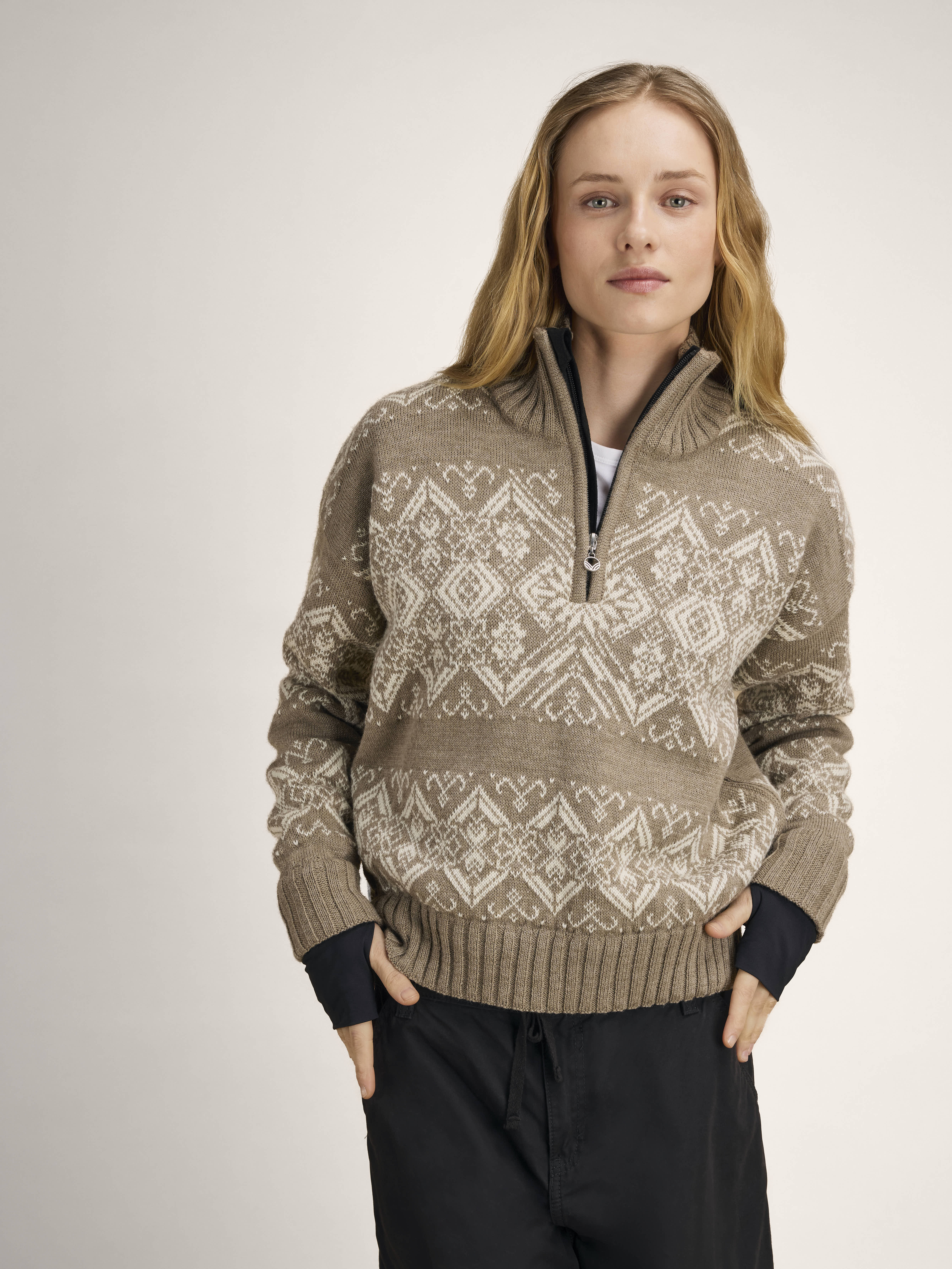 Roset Windproof Women’s Sweater - Norwegian Wool Mountainstone Offwhite