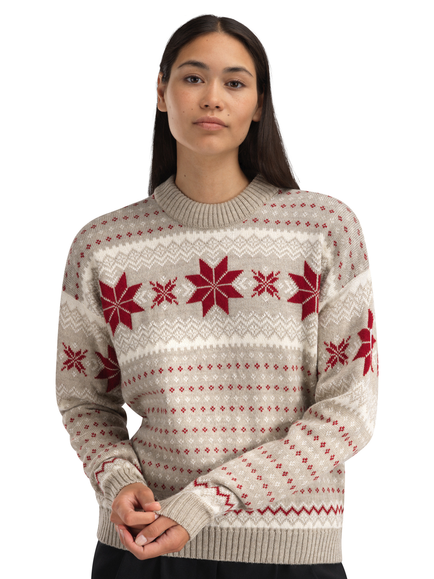 Egersund Women's Sweater Sand mel. Offwhite Red
