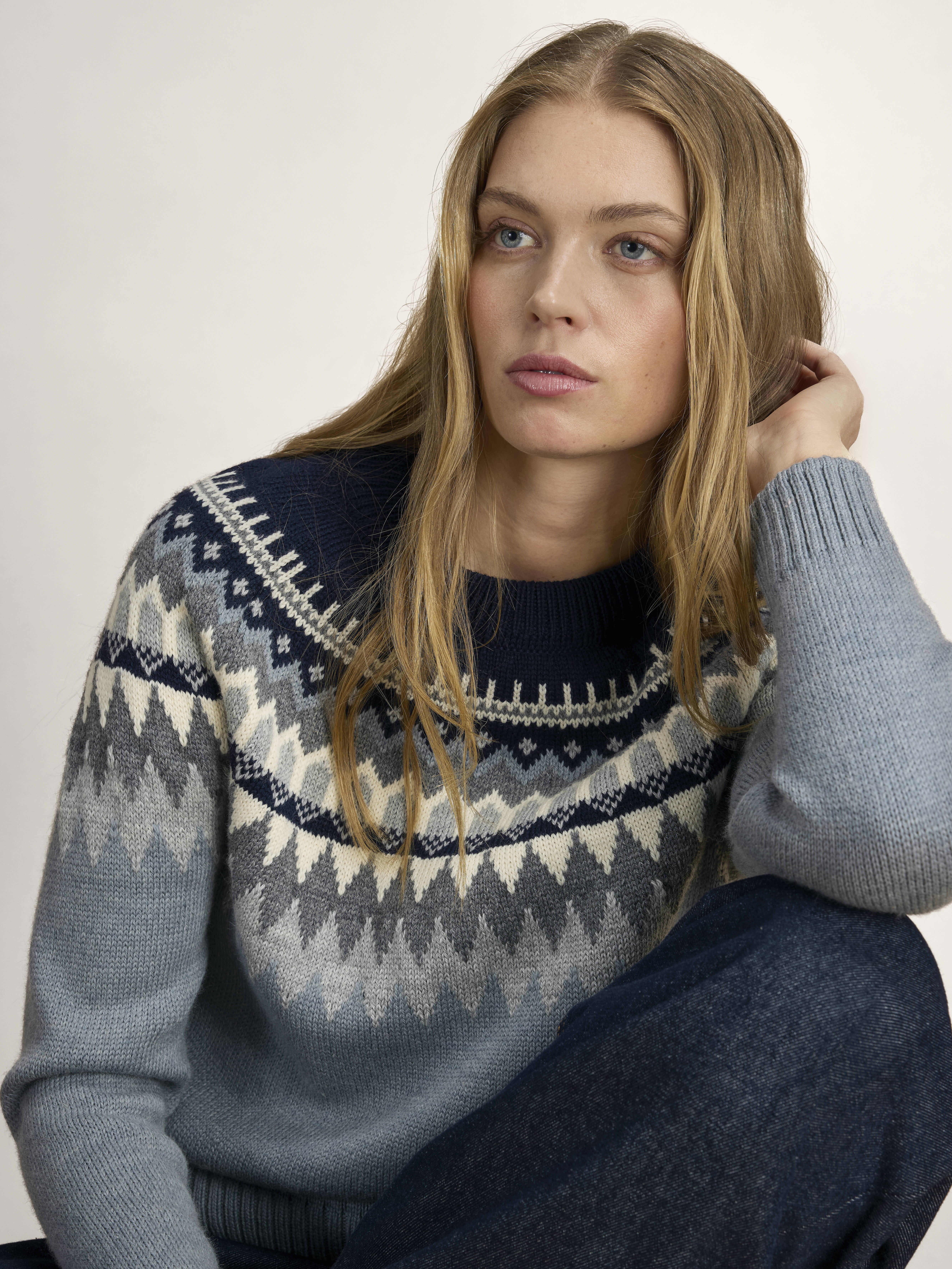 Losna Women's Sweater Mid Blue Melange